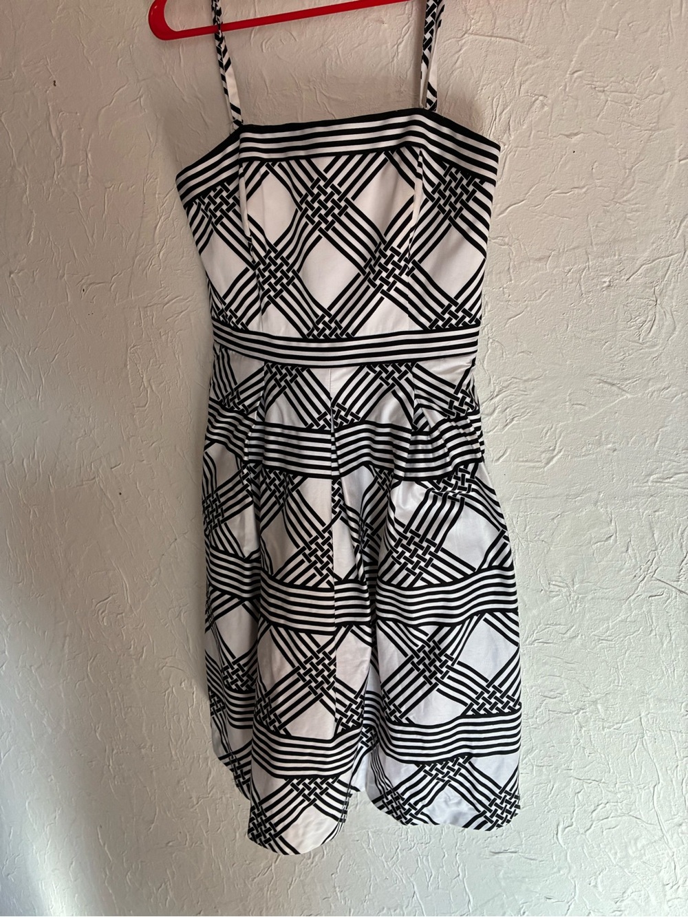 White House Black Market Black & White Geometric Midi Dress 4 - Picture 3 of 8